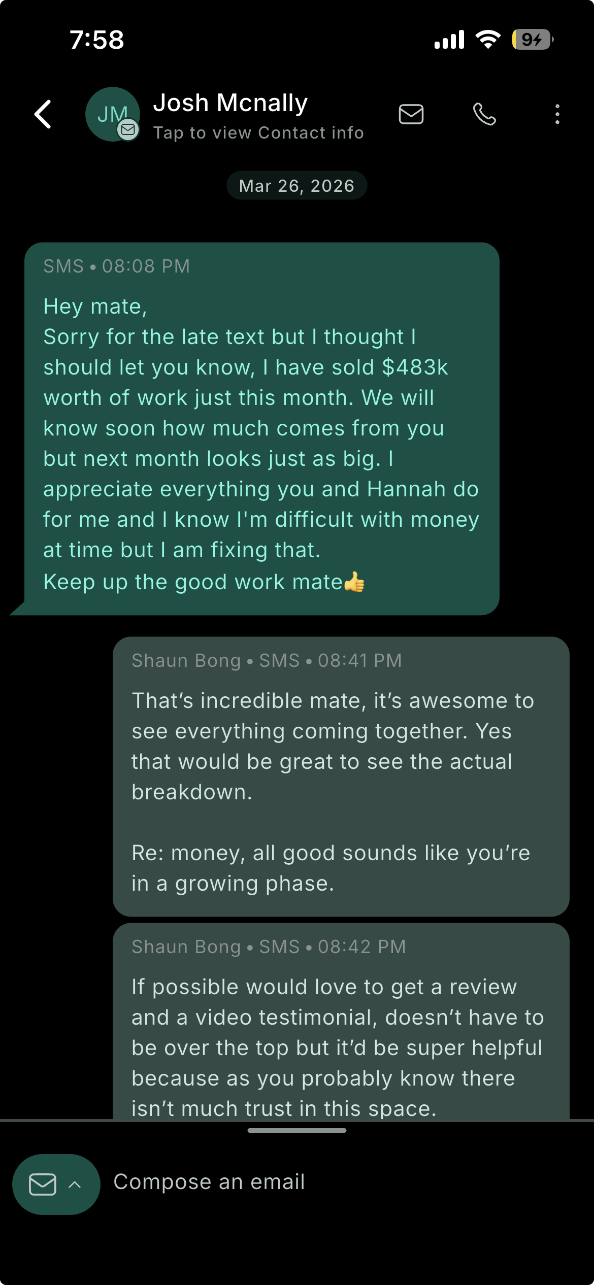 Josh McNally — $483k in work this month